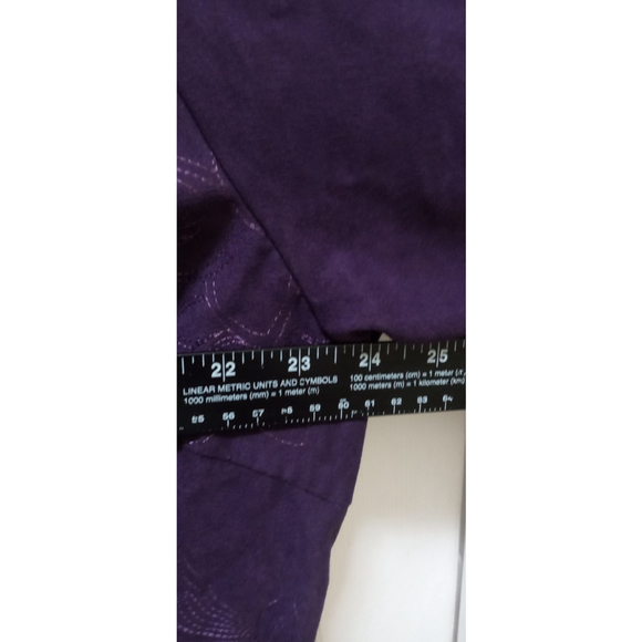 Croft & Barrow Womens Button Front Blouse Faux Suede Sz 1x Purple Soft Paisley - Picture 5 of 10